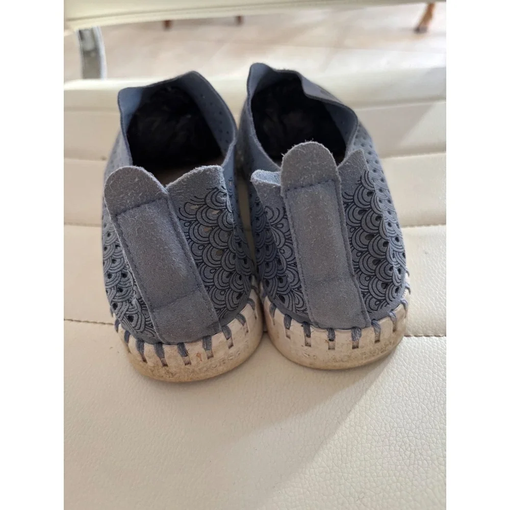 Ilse Jacobsen Hornbæk Tulip Blue Grey Laser Cut Slip On Loafers Shoes 37